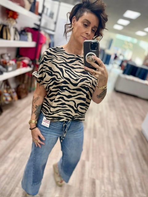 Wild Side Drawstring Top in Black