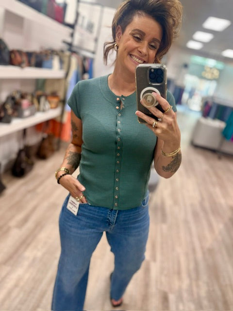 The Staple Snap Tee in Ash Jade
