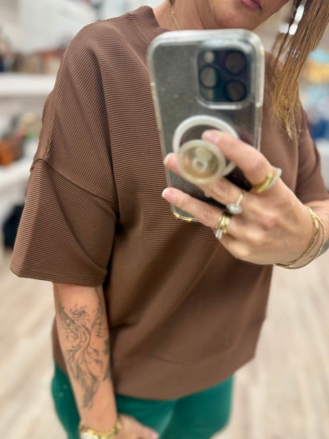 Ribbed Shirt in Mahogany