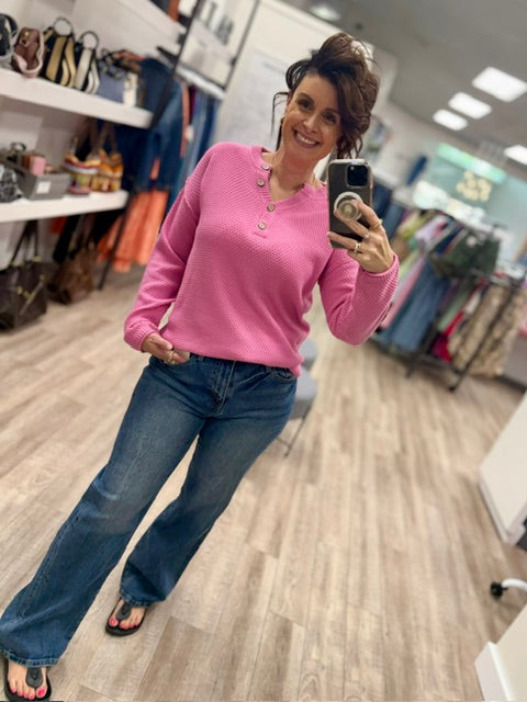 The Easygoing Henley in Candy Pink