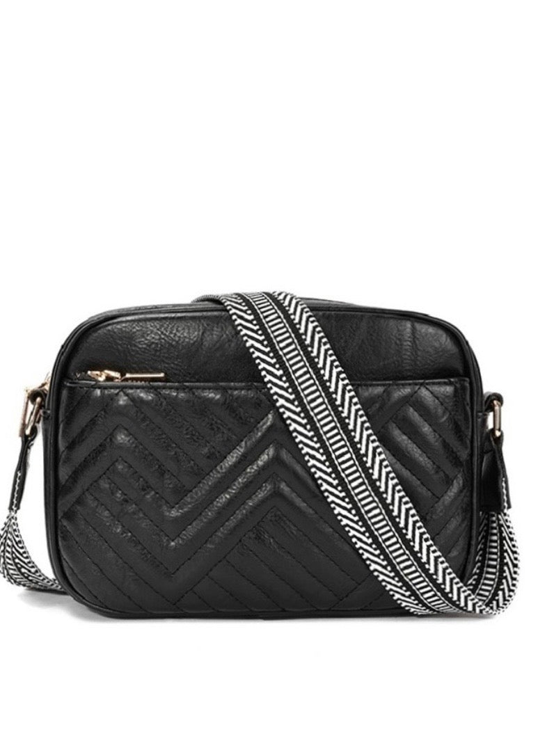 Chevron Weave Crossbody Camera Bag