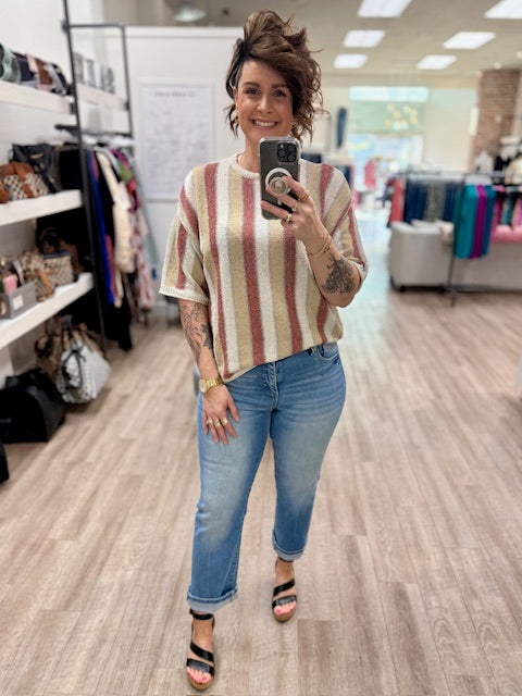 Clay and Cream Sweater in Cinnamon Latte