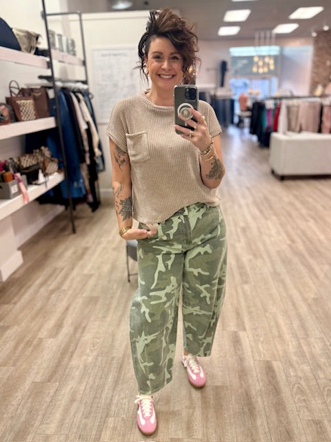 Chenille Cloud Pocket Tee in Ash Mocha