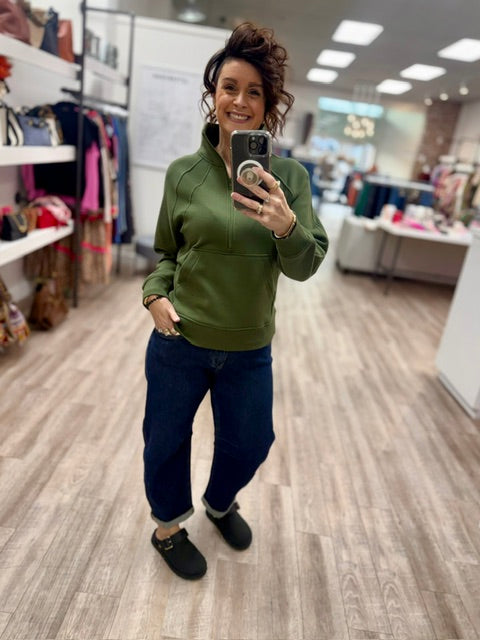 The On The Go Pullover in Army Green