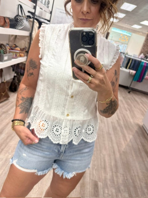The Charlotte Lace Top in Pearl