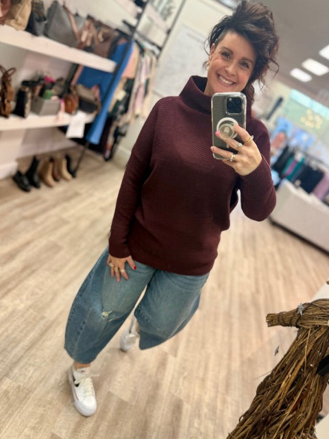 Nancy Ottoman Mock Neck in Prune