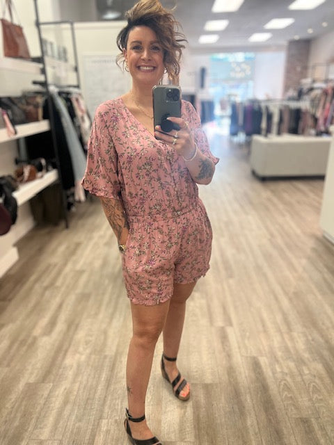 Never Let You Go Floral Romper in Mauve