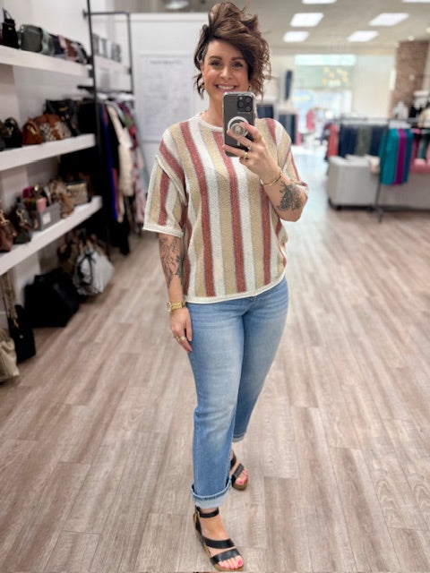 Clay and Cream Sweater in Cinnamon Latte