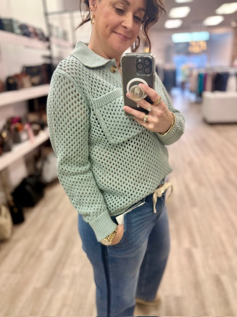 Bronte Long Sleeve Polo in Ivy Green