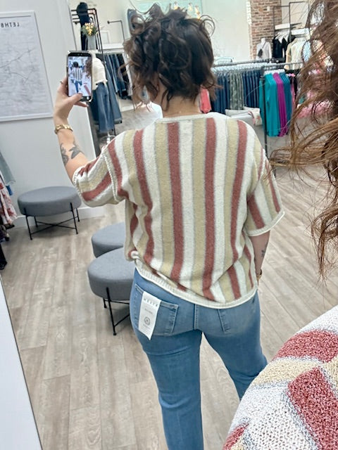Clay and Cream Sweater in Cinnamon Latte