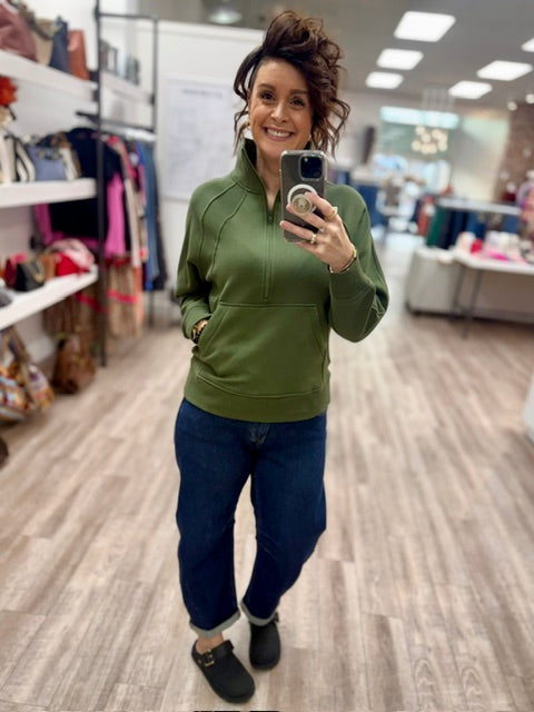 The On The Go Pullover in Army Green