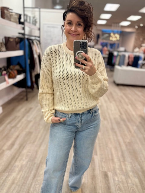 Cloudlight Pointelle Sweater in Whitecap