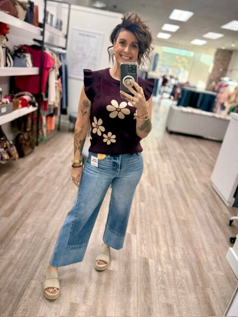 Retro Bloom Sweater in Bordeaux