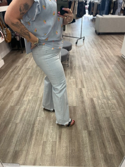 High Rise Wide Leg Jeans in Ice Blue