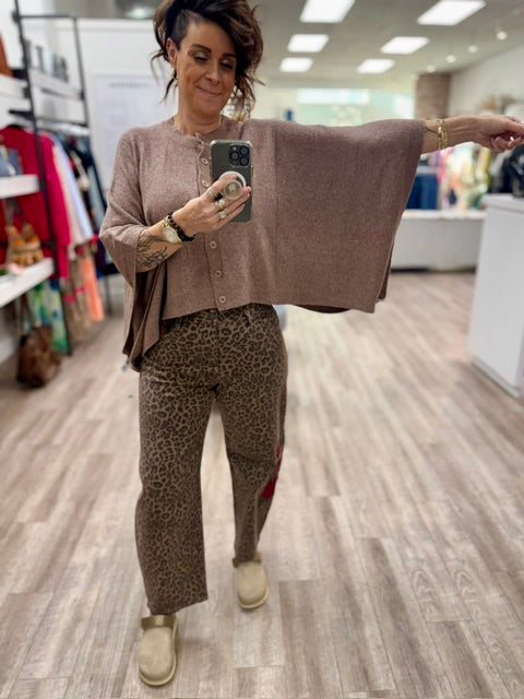 The Cozy Button Poncho in Mushroom