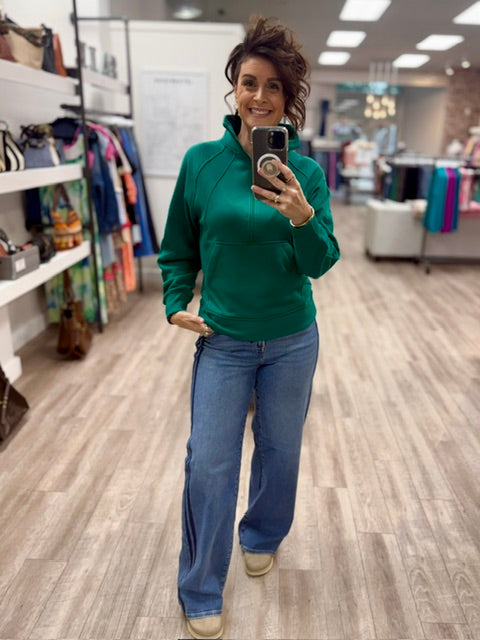 The On The Go Pullover in Forest Green