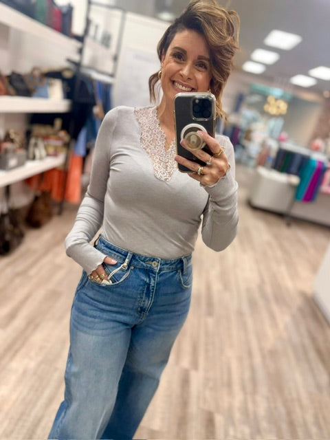 The Heirloom Top in Silver Grey