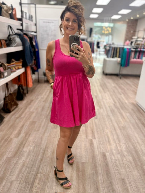 Meet Me Downtown Dress in Hot Pink