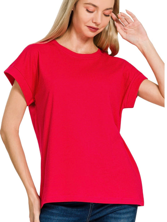 Rocky Rolled Up Sleeve in Ruby