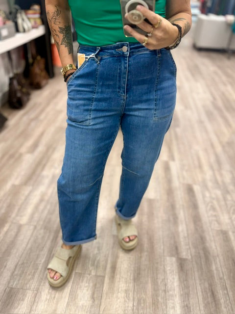 Risen Slouchy Barrel Relaxed Patch Pockets in Medium Colour