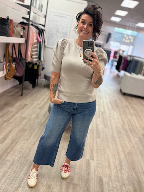 Puff Short Sleeve Sweater in Mocha