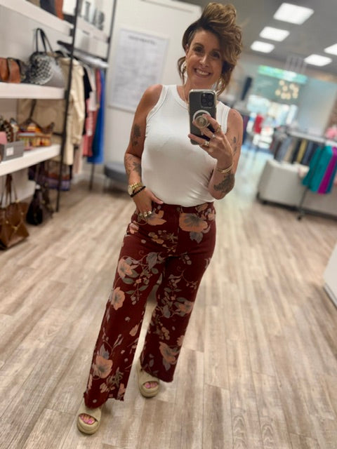 Vineyard Garden Jeans in Burgundy