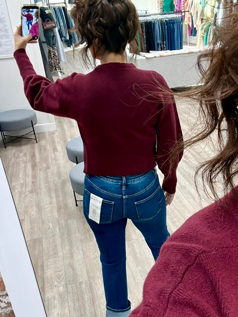 The Just Because Cardigan in Deep Burgundy
