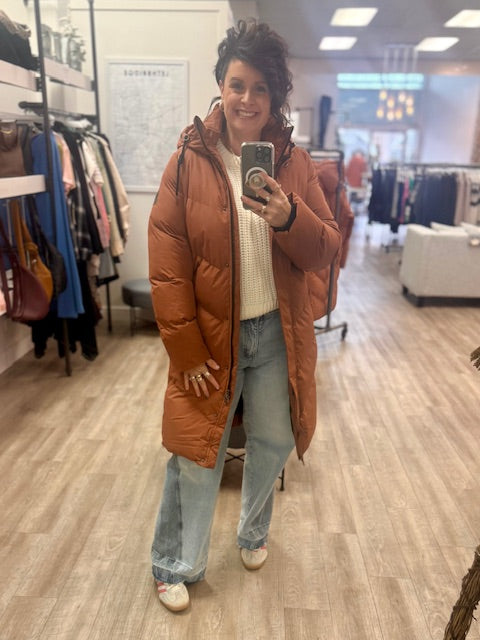 Winter Puffer Jacket in Burnt Brique