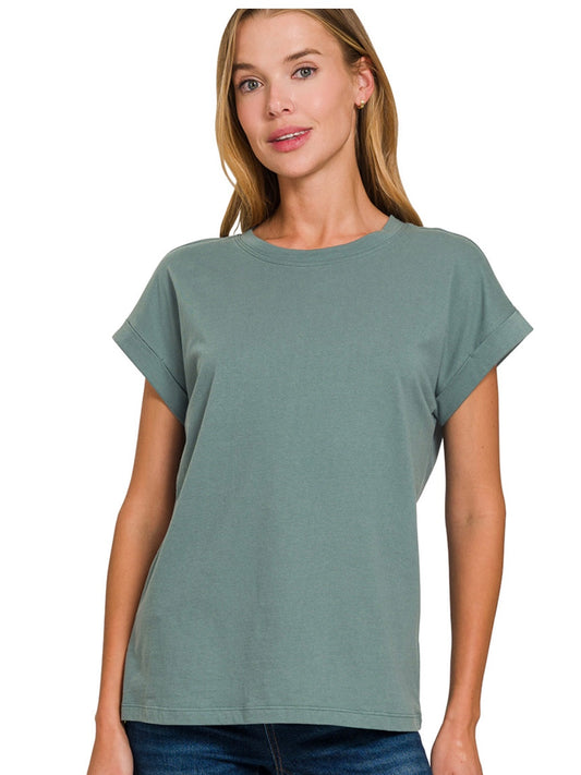 Rocky Rolled Up Sleeve Shirt in Ash Jade