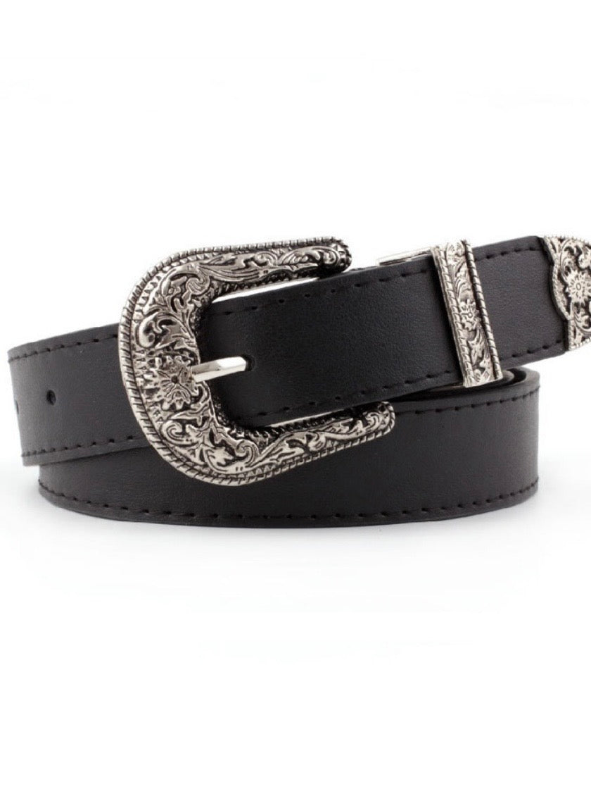Western Buckle Belt in Brown and Black