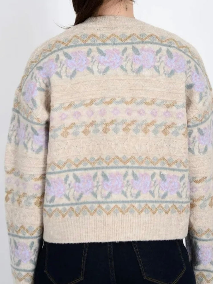 Lavender Meadow Knit Sweater in Oatmeal