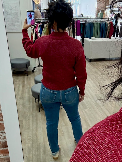 Front Button Cardigan in Cabernet