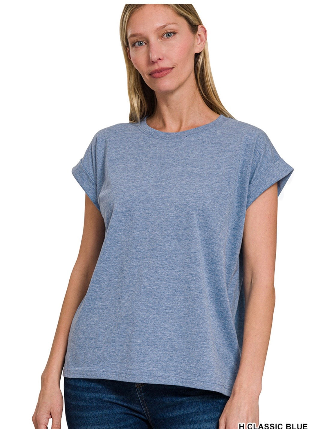 The Remi Tee in Deep Sky, Classic Blue, Kelly Green, Turquoise and Dark Green (Forest)