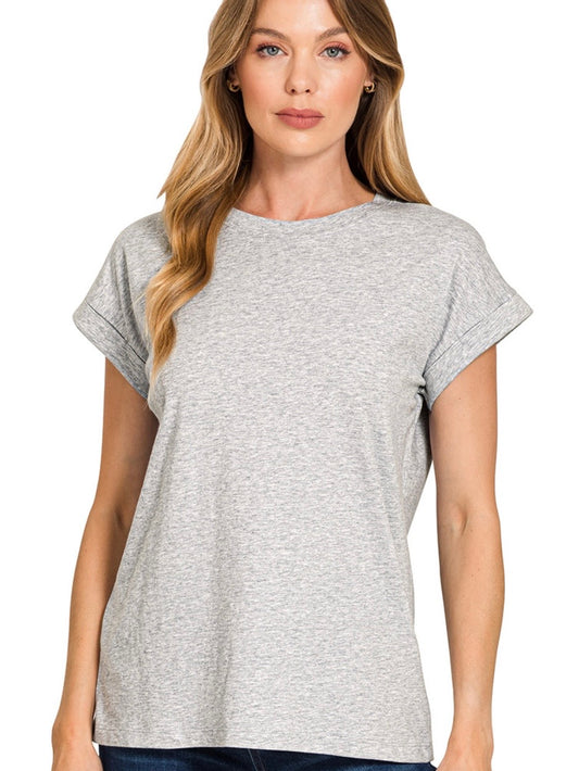 Rocky Rolled Up Sleeve in Heather Grey