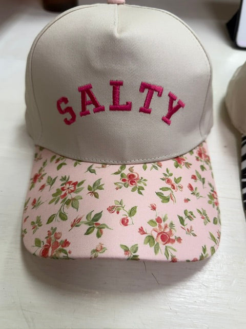 Salty Two-Tone Canvas Cotton Caps in Black, Leopard, Pink, Fuchsia, Beige, Floral, Zebra and Paisley