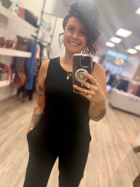 Juniva Soft Knit Jumpsuit in Black