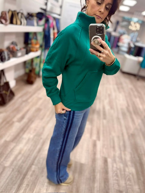 The On The Go Pullover in Forest Green