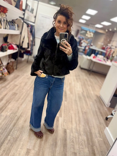 The After Dark Faux Fur Coat in Black