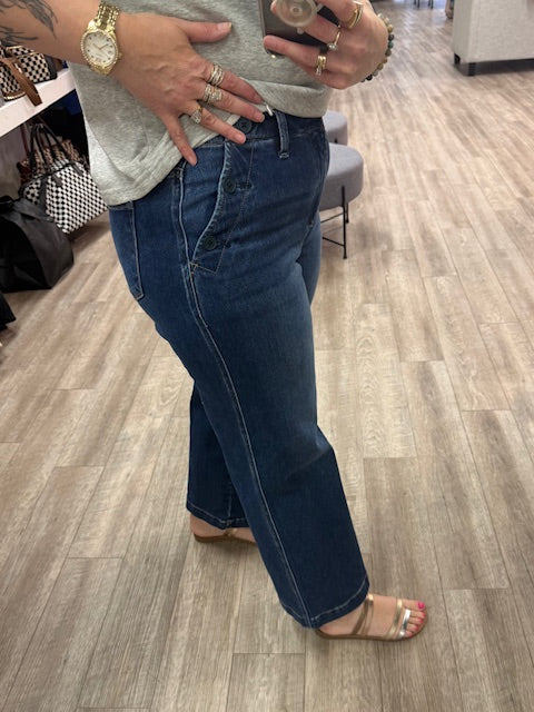 The Side Button Muse High Rise Cropped Jean in Medium