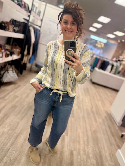 Tummy Control High Rise Crop Wide Leg Jeans