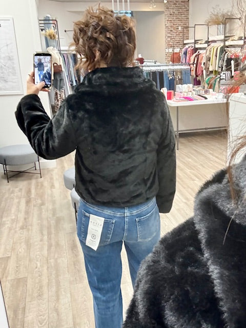 The After Dark Faux Fur Coat in Black