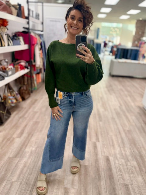 The Soft Statement Knit Sweater in Dark Olive