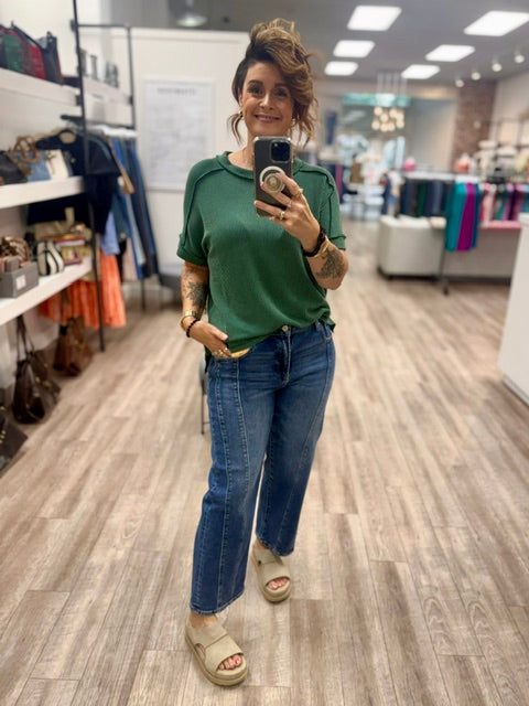 The Cozy Classic Top in Hunter Green