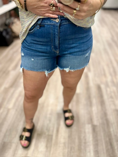 Broken-In Beauty Shorts with Side Slits