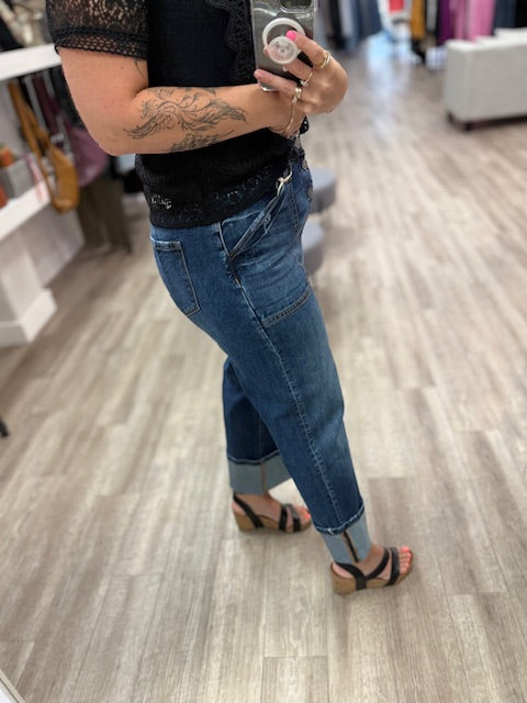 Beanie High Rise Ankle Wide Leg Jeans