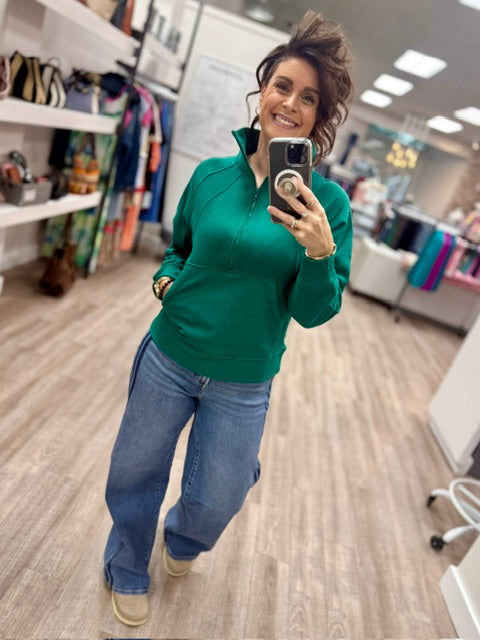 The On The Go Pullover in Forest Green