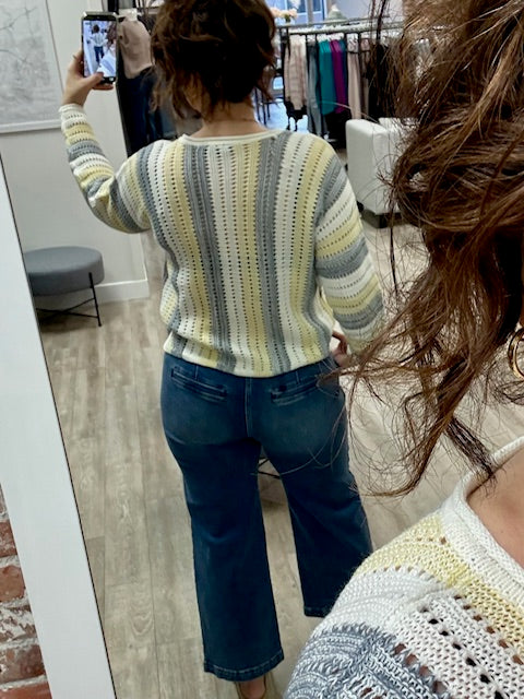 Keola Long Sleeve Crew Neck in Beach Blue Yellow