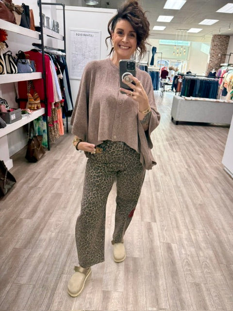 The Cozy Button Poncho in Mushroom
