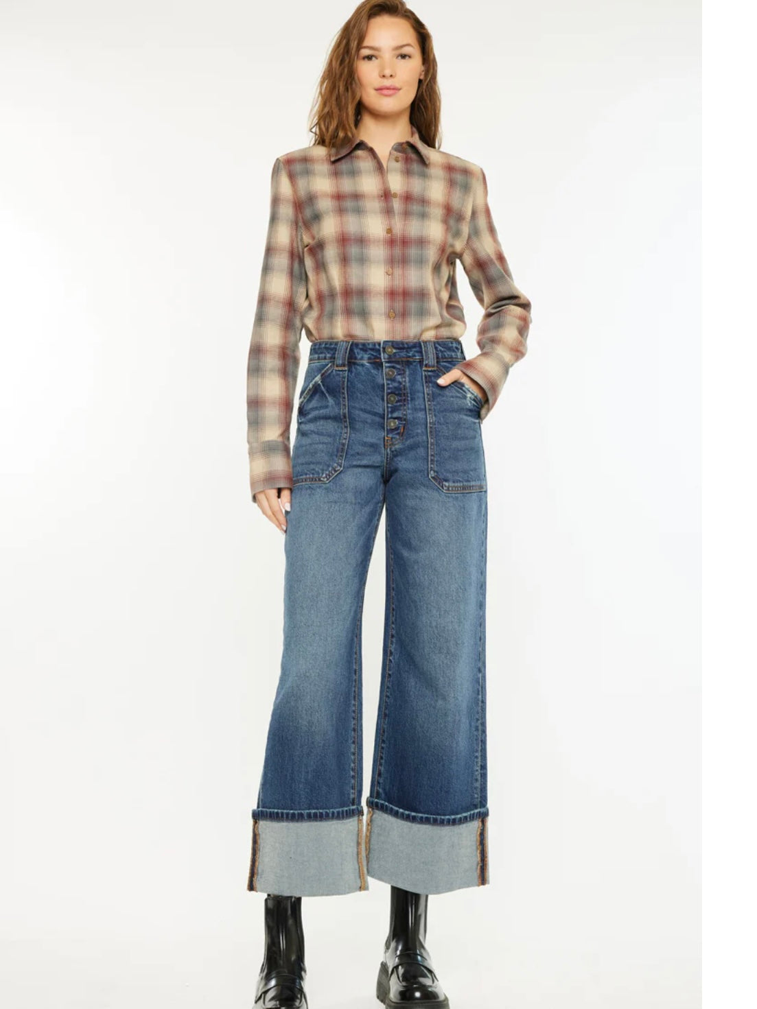 Beanie High Rise Ankle Wide Leg Jeans