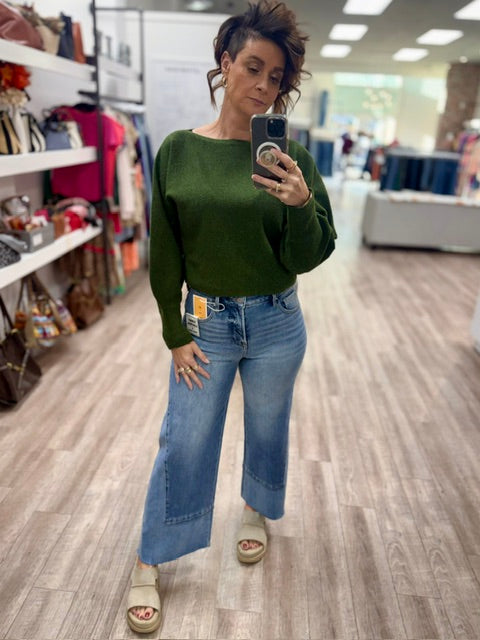 The Soft Statement Knit Sweater in Dark Olive